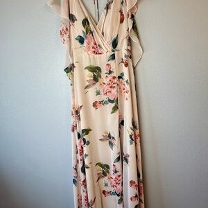Jenny Yoo Blush Floral Maxi Dress